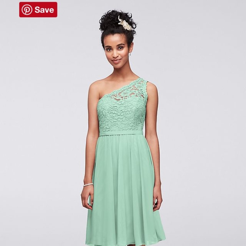 David's Bridal Bridesmaid Short Dress SZ 2 Mint